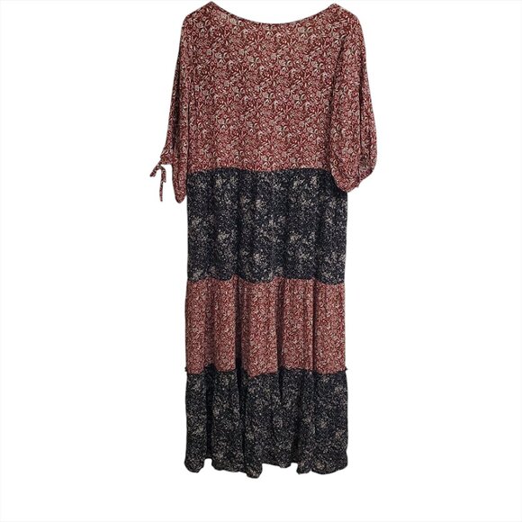 Natural Life Womens Maxi Tiered Dress L Mixed Print Half Sleeve Floral B… - Picture 3 of 11